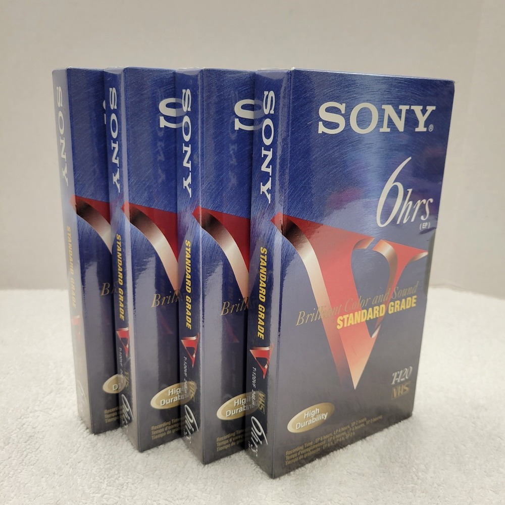 Sony T-120 standard grade blank VHS tapes lot of 4